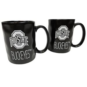 Ohio State Buckeyes Black Textured Coffee Mug Set of 2 Tea Cup‎ The Memory Co